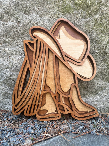 Layered Cowboy boots and hat